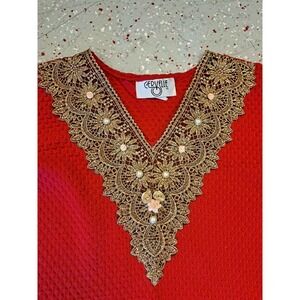 Cervelle‎ Vintage Tacky Ugly Christmas red Shirt sweater Sz M.